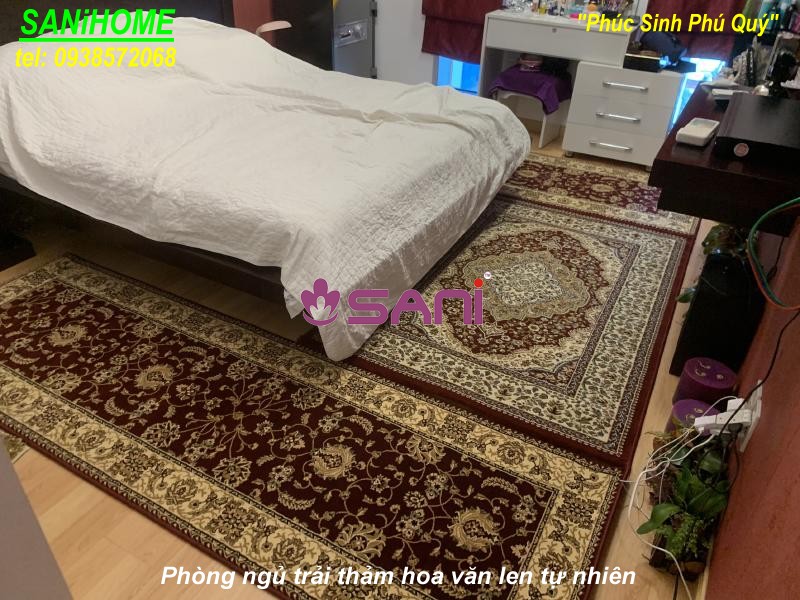 trang trí pòng ngủ gia đình thảm len tự nhiên