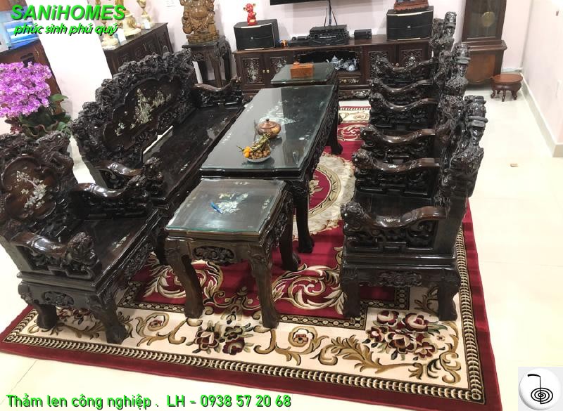 tham len hoa van co dien trang tri phong khach